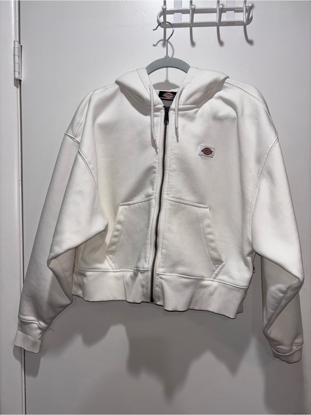 Dickies cropped oversized White Zip Hoodie